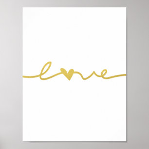 Simples Elegante Dourado Love Script Poster
