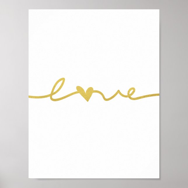 Simples Elegante Dourado Love Script Poster (Frente)
