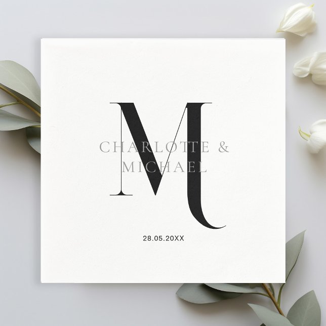 Simples, elegante, guardanapos de casamento monogr (Customer specific, simple, elegant, royal, monogram wedding napkins.)