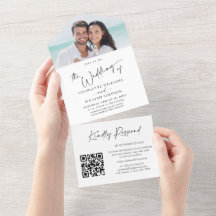 Simples Elegante Minimalista 2 FOTO Casamento QR
