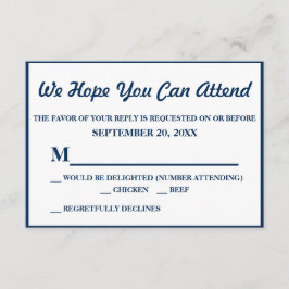 Simples Elegante Resposta de Casamento Azul Marinh