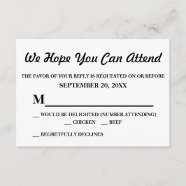 Simples Elegante Resposta de Casamento Branco RSVP