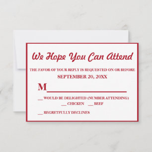Simples Elegante Resposta de Casamento Vermelho Es