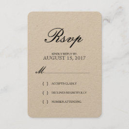 Simples Elegante Tipografia Kraft Paper RSVP Card