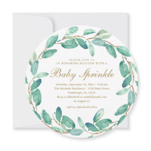 Simples Eucalyptus Deixa O Bebê Sprinkle Convite