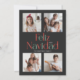 Simples Feliz Navidad Black White - Cartão Vermelh