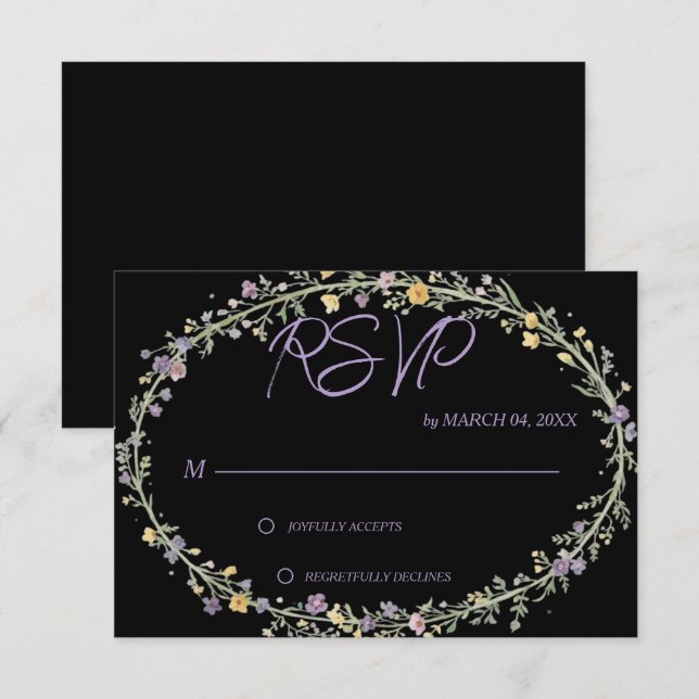 Simples Florais Clássicos Casamento RSVP Moderna (Frente/Verso)