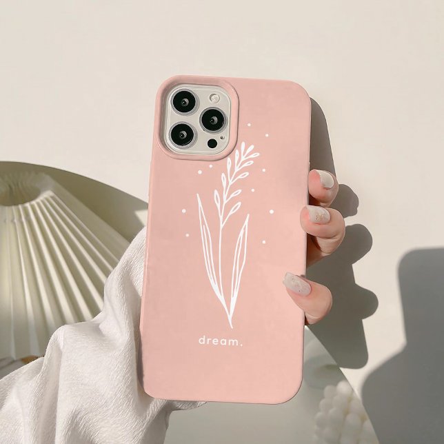 Simples Floral Branco Rosa Personalizado (Criador carregado)
