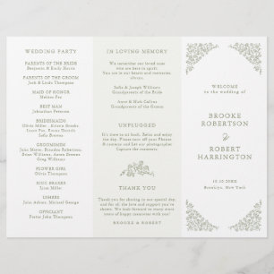 Simples Floral Sage Green Tri Fold Wedment