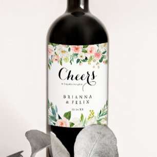 Simples Floral Verde Alegre Etiquetas De Vinho