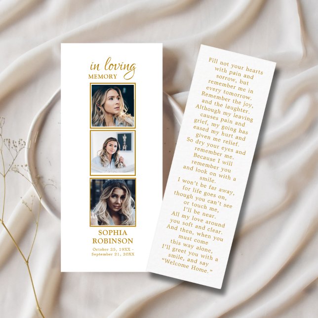 Simples Funeral 3 Foto Dourada Simpatia Cartão de  (Criador carregado)