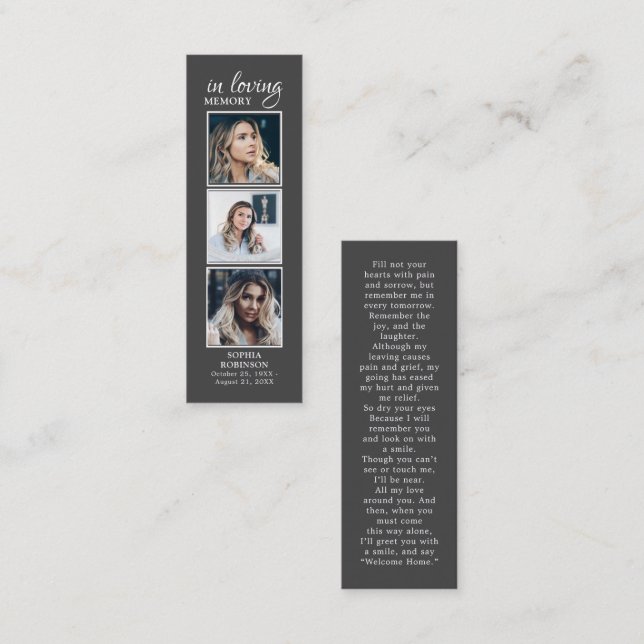 Simples Funeral 3 Foto Simpatia Cartão de Oração d (Frente/Verso)