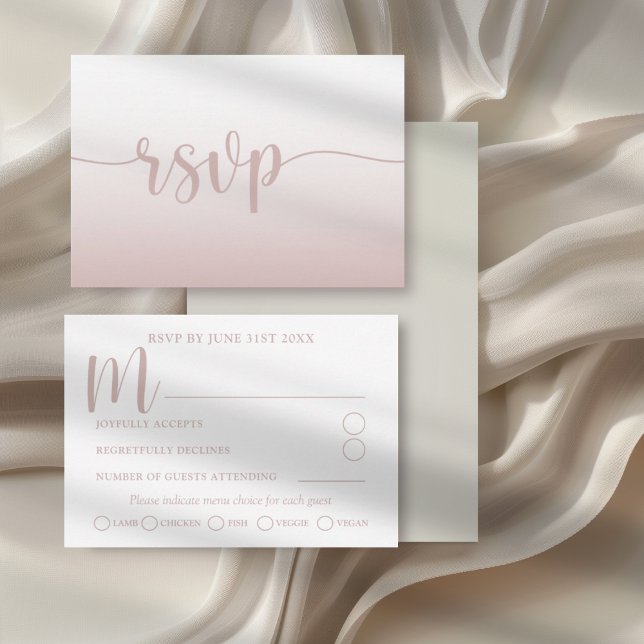 Simples Gradiente Rosa Calligraphy Casamento RSVP  (Criador carregado)