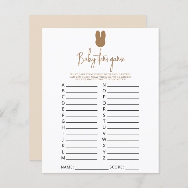 Simples jogo de itens de bebê. Jogo do chá de fral (Frente/Verso)