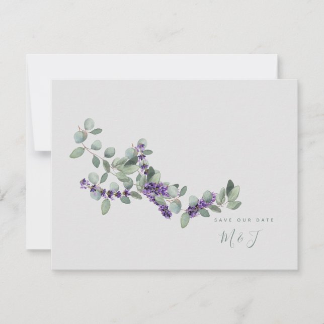  Simples Lavanda Haste Cinza Casamento Salve a Dat (Frente)