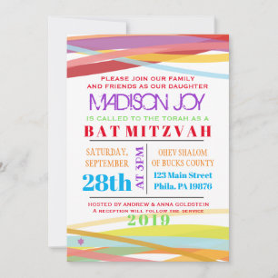Simples Linhas Bar Mitzvah Convite