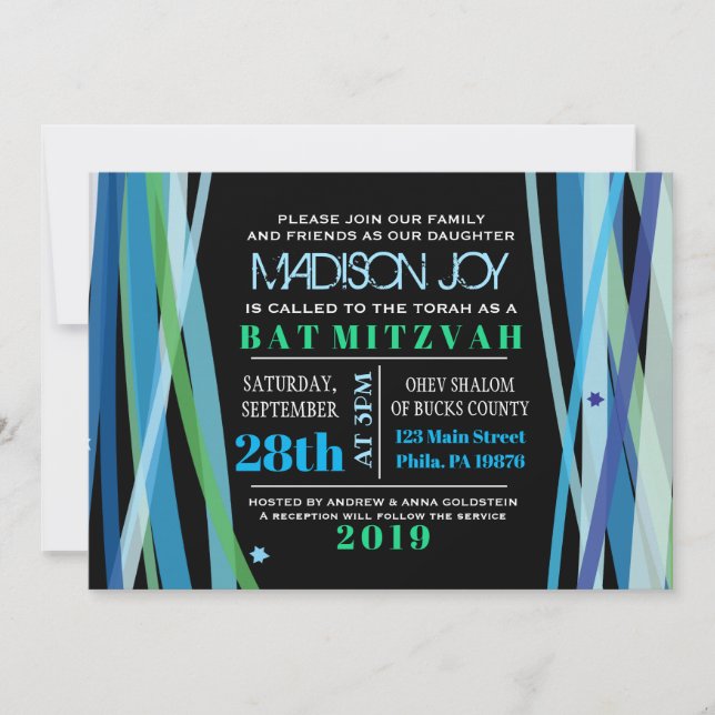 SIMPLES LINHAS Bat Bar Mitzvah Convite (Frente)