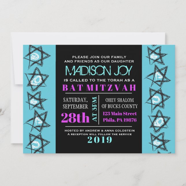 SIMPLES LINHAS Bat Bar Mitzvah Convite (Frente)