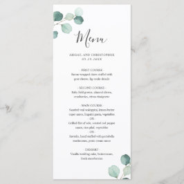 Simples Menu de Casamento com Elegante Verde Eucal