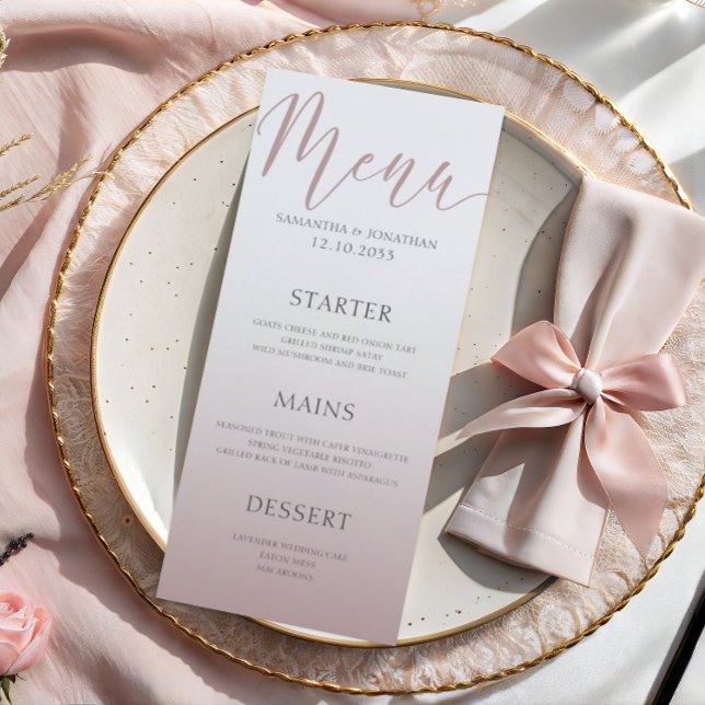 Simples Menu de Jantar de Casamento em Dourado Ros (Criador carregado)