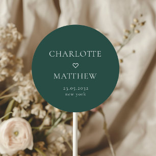 Simples, minimal, coração casamento Adesivo Redond