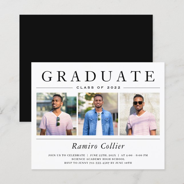 Simples Mínimo 3 Foto de Comemoração de Graduação (Frente/Verso)