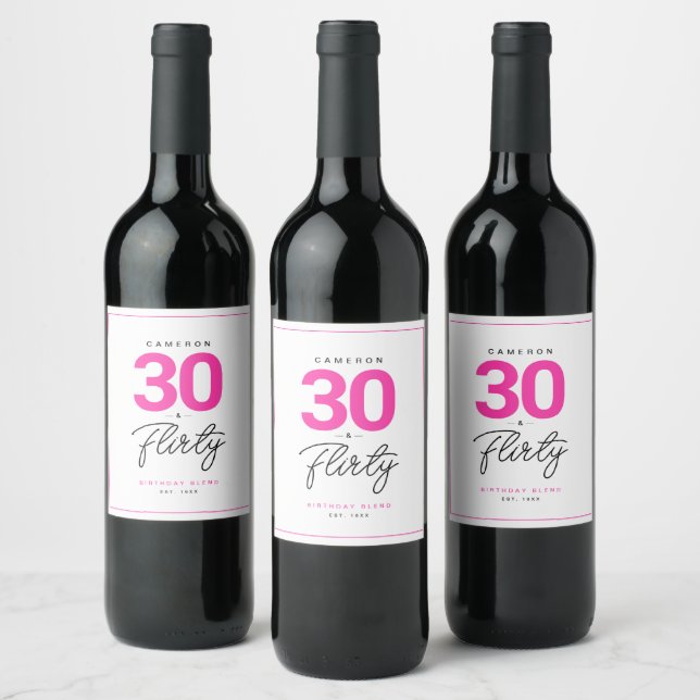 Simples Moderno 30 e rótulo de vinho personalizado (Garrafas)