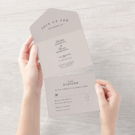 Simples, moderno, casamento tudo em um convite