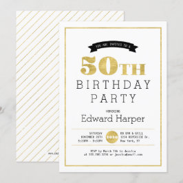 Simples moderno Dourado Convite de aniversário 50º