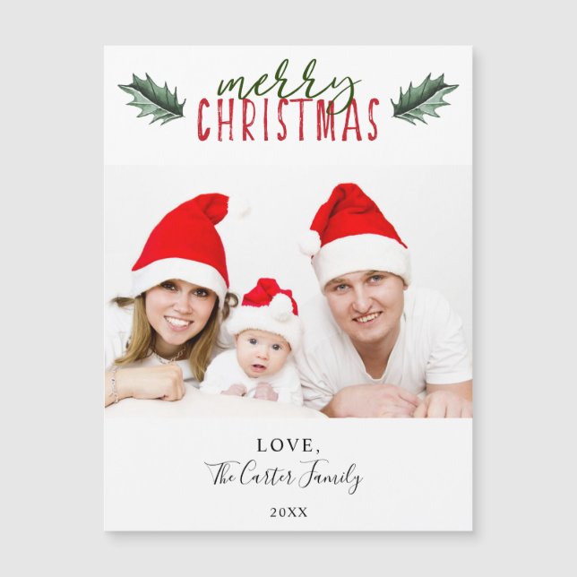 Simples Moderno Feliz Natal Holly - Cor-de-água (Frente)