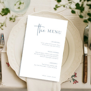 Simples Moderno Minimalista   Menu Dusty Blue Wedd