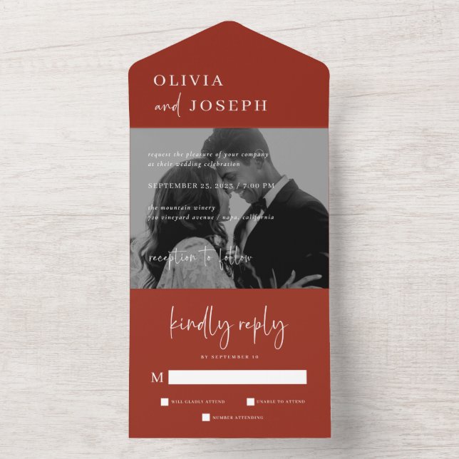 Simples Moderno Minimalista | Rich Red Photo Weddi (Interno)