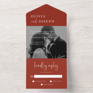 Simples Moderno Minimalista   Rich Red Photo Weddi