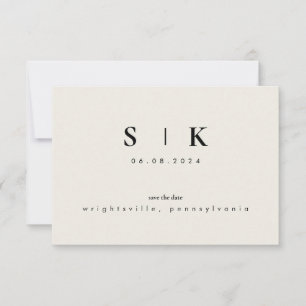 Simples Monograma Bege Save the Date III Elegante