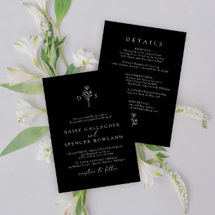 Simples Monograma de Casamento Convite e Detalhes