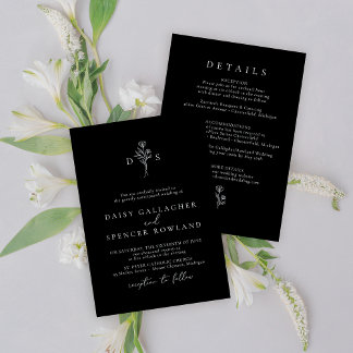 Simples Monograma de Casamento Convite e Detalhes