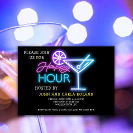 Simples Neon Martini Feliz Convite