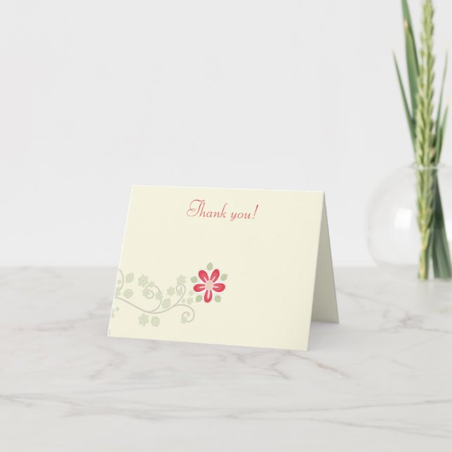Simples notas de agradecimento de flores de videir (Frente)