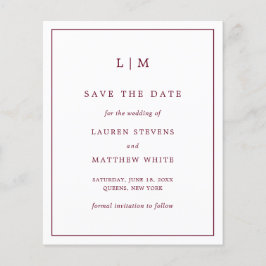 Simples Orçamento Borgonha Casamento Salve a Data