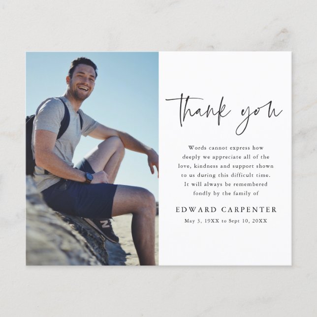 Simples Orçamento Funeral Foto Memorial Obrigado (Frente)