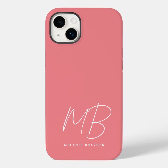 Simples Pastel Pink Minimalista Dois Monogramas No (Verso)