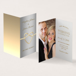 Simples Prata e Dourado Convite para Casamento de