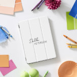 Simples preto e branco Elegante Moderno Contemporâ<br><div class="desc">Capa de ipad preto-e-branco moderno com um design simples e mínimo personalizado com seu nome em um roteiro elegante e fonte sans serif contemporânea.</div>