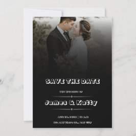 Simples Preto Salve a Data Convite de Casamento