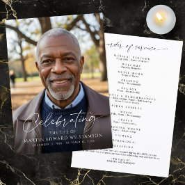 Simples Programa de Funeral com Foto de Celebração