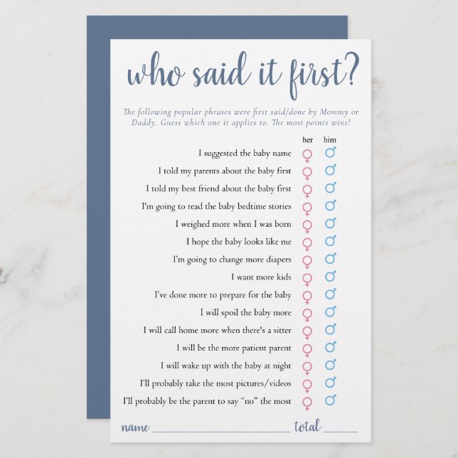 Simples Quem Disse Primeiro | Cartão Azul Dusty (Frente/Verso)