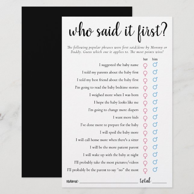 Simples Quem Disse Primeiro | Cartão branco preto (Frente/Verso)