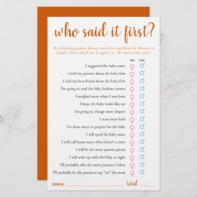 Simples Quem Disse Primeiro | Queda Cartão de Jogo (Frente/Verso)