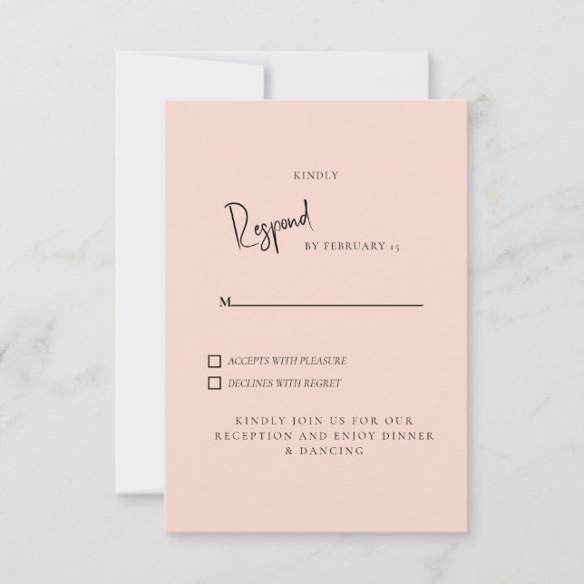 Simples Resposta de Casamento em Rosa (Frente)