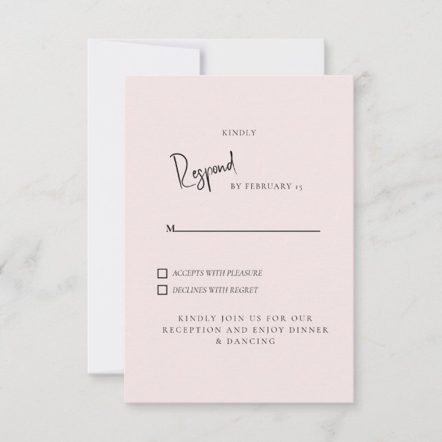 Simples Resposta de Casamento em Rosa Claro (Frente)